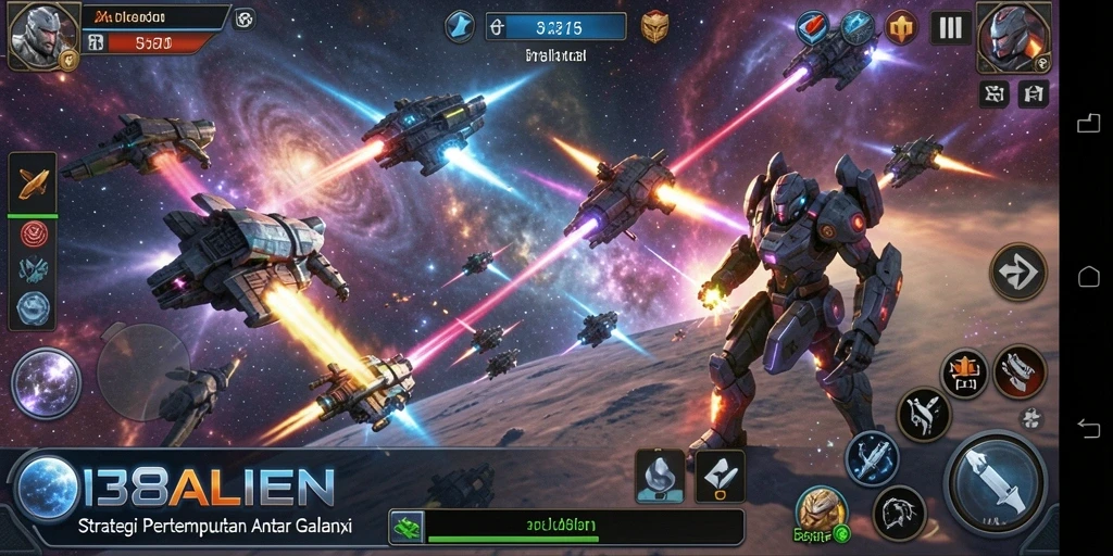 Tampilan gameplay menegangkan dalam strategi antargalaksi.