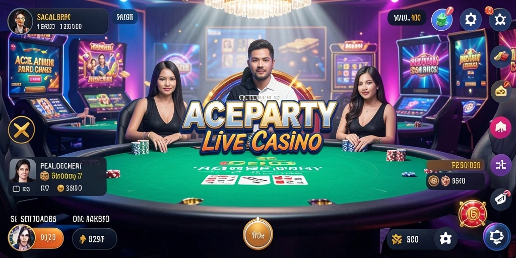 Tampilan gameplay seru di ACEPARTY dengan dealer langsung.