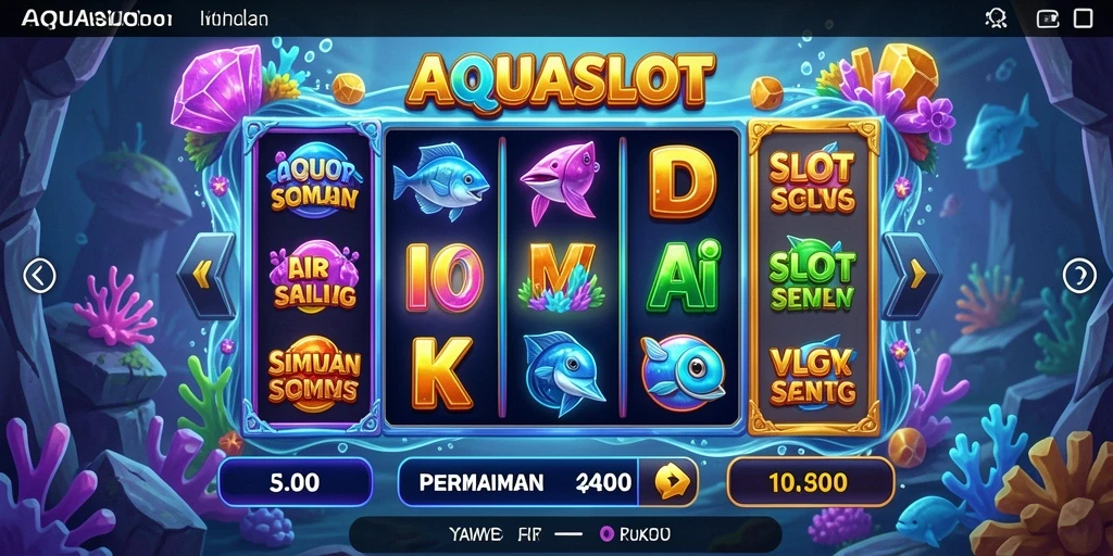 Tampilan gameplay AQUASLOT dengan efek visual menarik dan pengalaman slot yang interaktif.