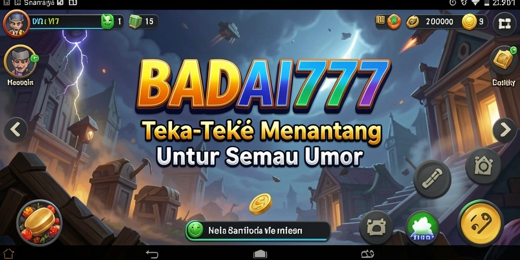 Tangkapan layar utama dari BADAI777 menunjukkan gameplay menyenangkan teka-teki.