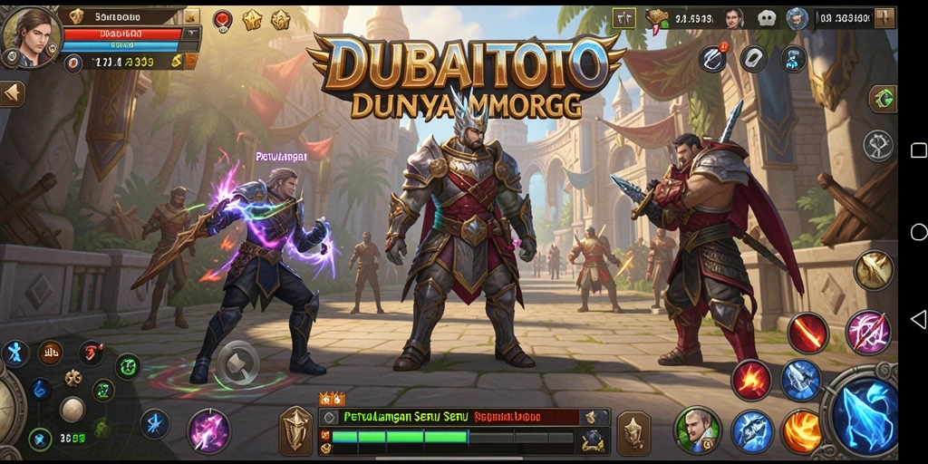 Screenshot gameplay DUBAITOTO menampilkan pertempuran epik dalam dunia MMORPG.