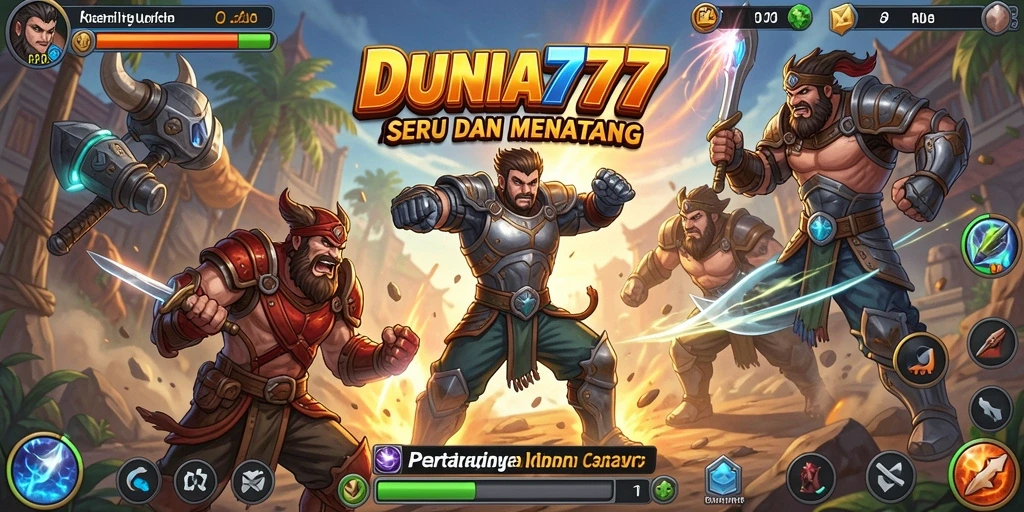 Tampilan gameplay DUNIA777 dalam aksi pertarungan yang menegangkan.