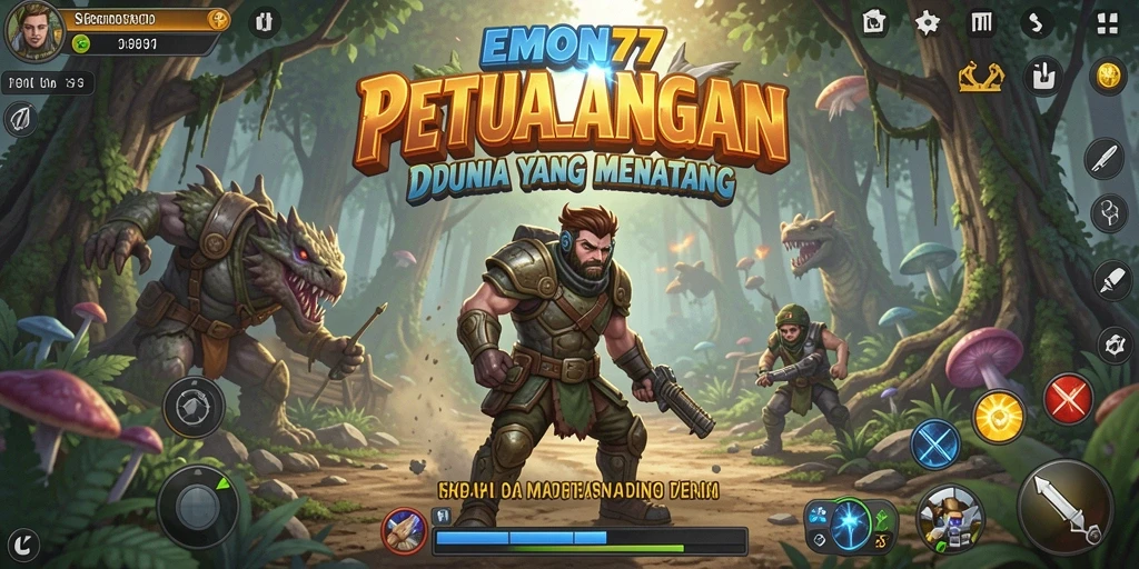 Tampilan gameplay EMON77 yang menampilkan petualangan seru dan grafis menawan.