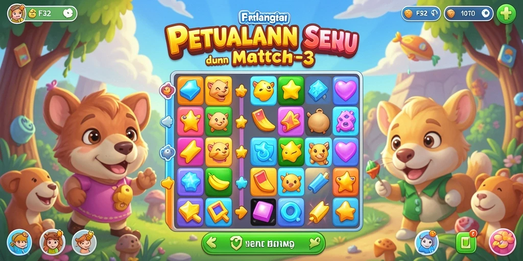 Tangkapan layar F32 menunjukkan aksi seru dalam mencocokkan objek berwarna.