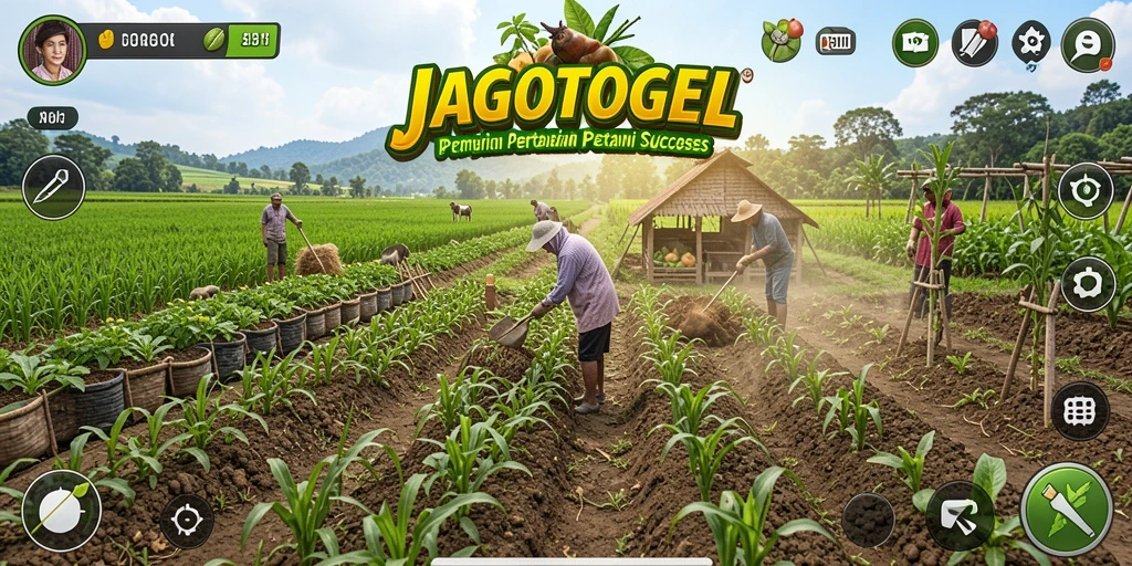 Tangkapan layar gameplay <strong>JAGOTOGEL</strong> menampilkan aktivitas bertani yang seru dan interaktif.