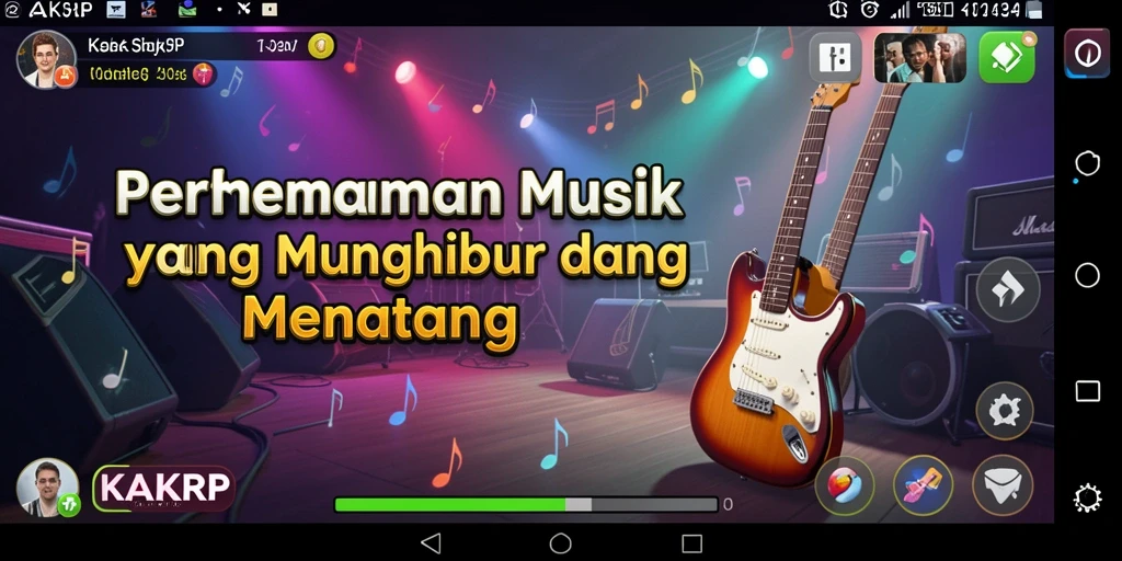 Screenshot gameplay KAKRP menunjukkan pengguna yang menyelesaikan tantangan musik.