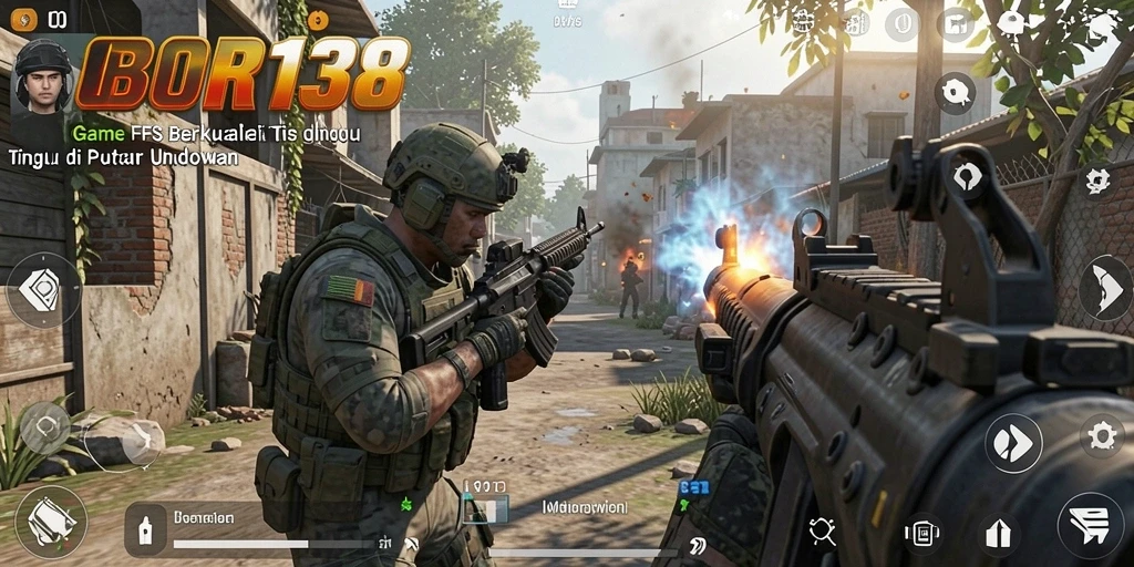 Tampilan gameplay menarik dari OBOR138 yang menunjukkan pertempuran FPS.