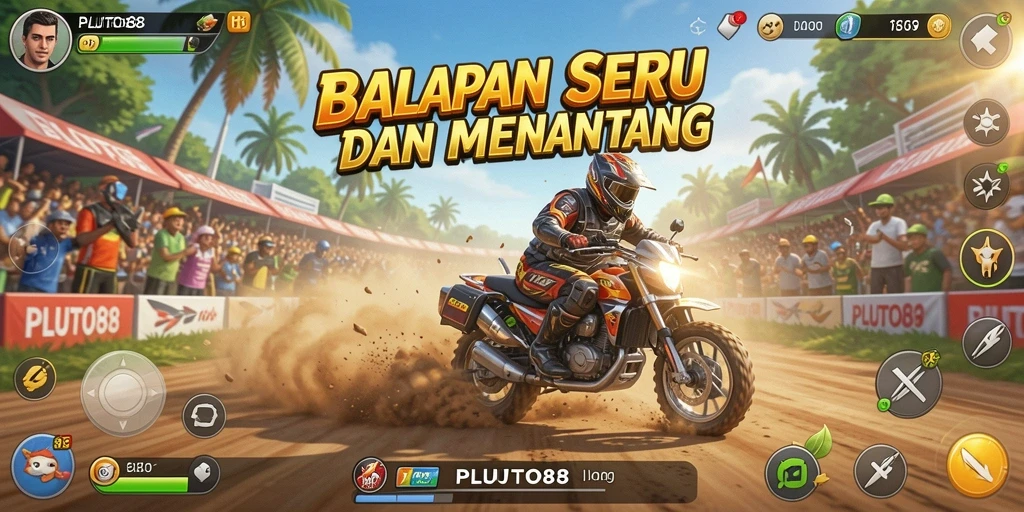 Screenshot gameplay balapan di PLUTO88 yang penuh aksi.