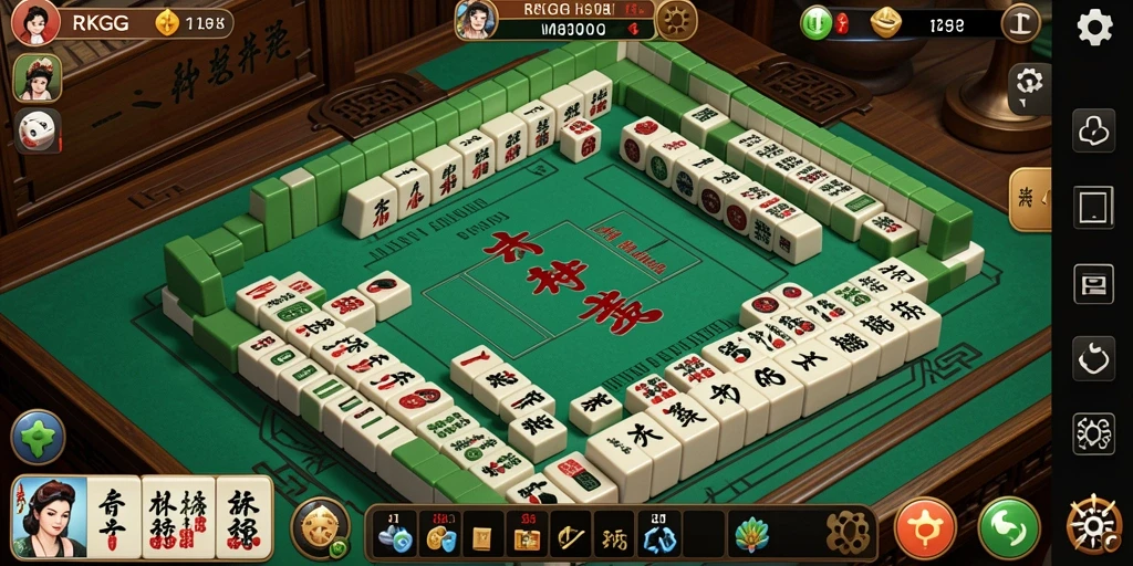 Tampilan gameplay RKGG menampilkan berbagai ubin Mahjong dan interaksi pemain.