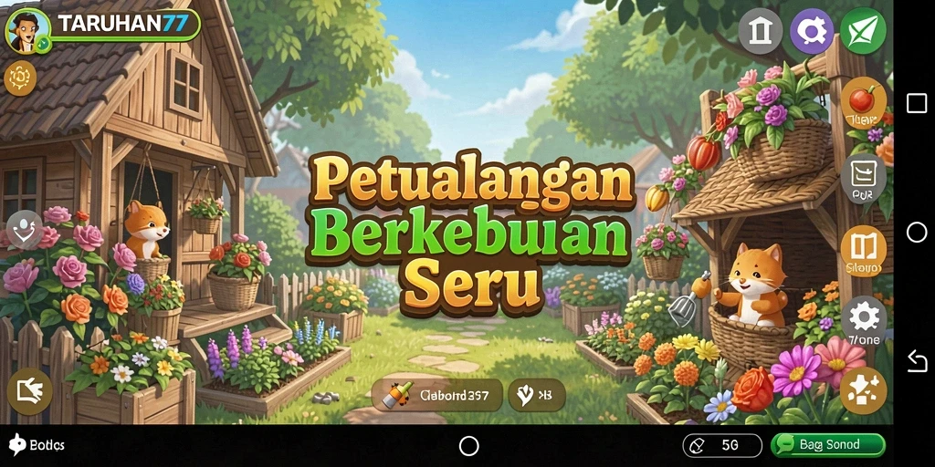 Screenshot gameplay TARUHAN77 menampilkan ladang indah dan aktif.